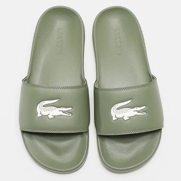 Lacoste - Claquettes Serve Slide 0.0 Logo Crocodile Vert Kaki