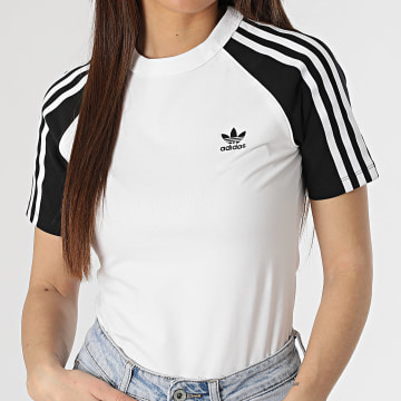 Adidas Originals - Tee Shirt Femme 3 Stripes JD0834 Blanc Noir