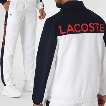 Lacoste - Ensemble De Survetement Logo Crocodile Blanc Bleu Marine