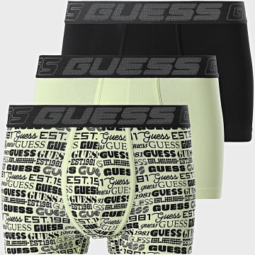 Guess - Lot De 3 Boxers U5RG15-K6YW1 Noir Vert Clair