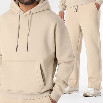 LBO - 3720 Conjunto de sudadera con capucha y pantalón de chándal beige