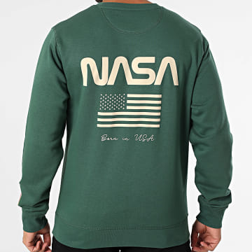 NASA - Born In USA Sudadera Cuello Redondo Bandera Verde Beige