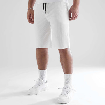 LBO - Pantalón corto de chándal relajado con textura de gofre 1491 Blanco