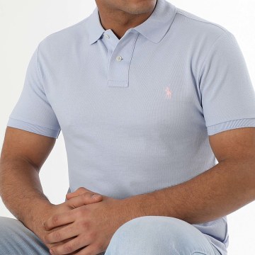 Polo Ralph Lauren - Polo Manches Courtes Slim Original Player Bleu Clair