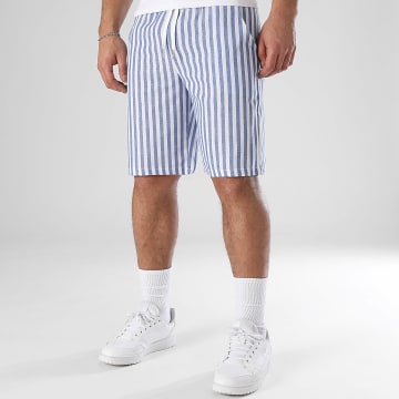 LBO - Short Chino A Rayures Larges 1745 Bleu Clair Blanc