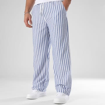 LBO - 1747 Pantalón de raya ancha azul claro y blanco