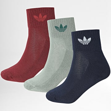 Adidas Originals - Lote De 3 Pares De Calcetines Tobilleros JI9495 Azul Marino Verde Claro Burdeos