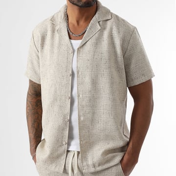 LBO - Chemise Manches Courtes Texturée 0887 Beige Chiné