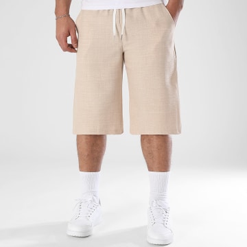 LBO - Short Baggy Effet Lin 1496 Beige
