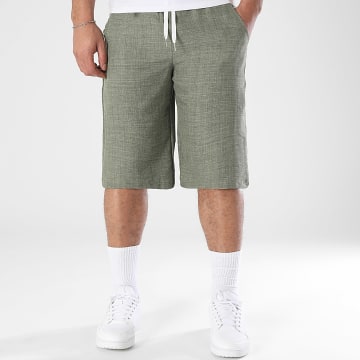LBO - Short Baggy Effet Lin 1718 Vert Kaki