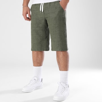 LBO - Short Baggy Effet Lin 1718 Vert Kaki