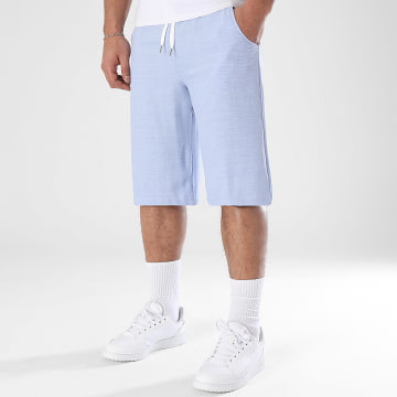 LBO - Short Baggy Effet Lin 1719 Bleu Clair