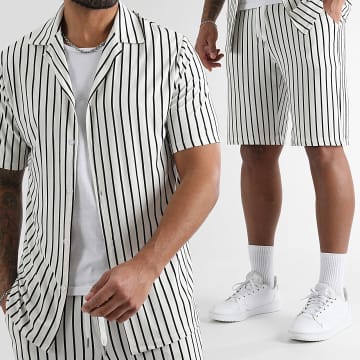 LBO - Ensemble Chemise Manches Courtes Et Short A Rayures 1570 Noir Blanc