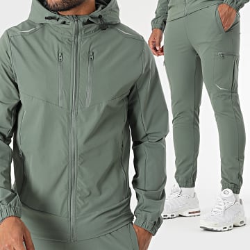 Zayne Paris  - Conjunto de chaqueta con capucha y cremallera y pantalón de chándal verde
