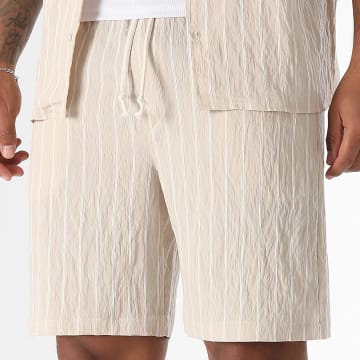 LBO - Short A Rayures 0369 Beige Blanc