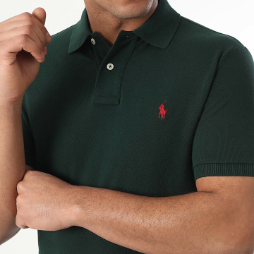 Polo Ralph Lauren - Polo Manches Courtes Slim Coton Piqué Vert Foncé