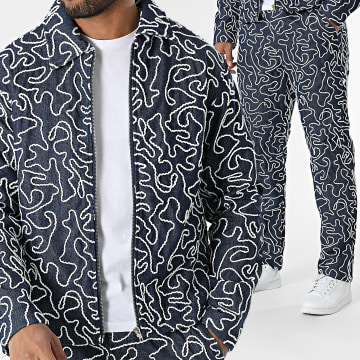 Frilivin - Conjunto de vaquero azul con cremallera y chaqueta vaquera
