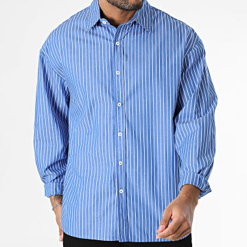 Frilivin - Camisa de manga larga King Blue White Striped