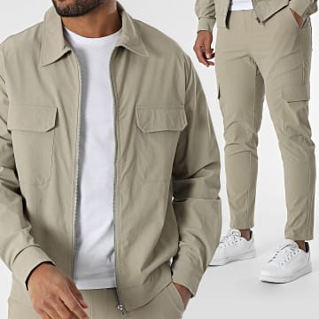 Frilivin - Ensemble Veste Zippée Et Pantalon Cargo Beige