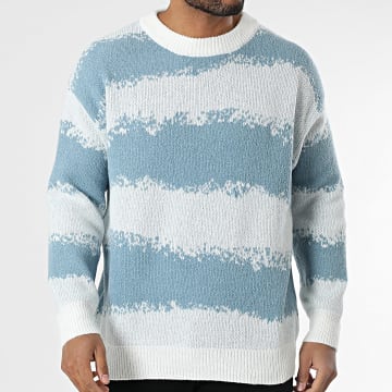 Frilivin - Pull Blanc Bleu Clair