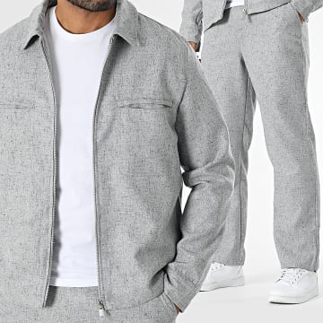 Frilivin - Conjunto de chaqueta y pantalón con cremallera gris brezo