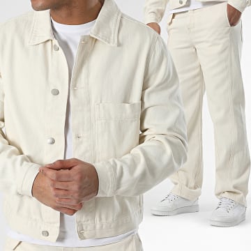 Frilivin - Ensemble Veste Jean Et Jean Beige