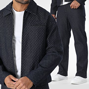 Frilivin - Conjunto de vaquero azul crudo y chaqueta vaquera con cremallera