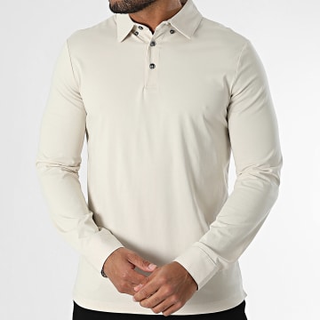 Frilivin - Polo-Shirt Langarm Beige