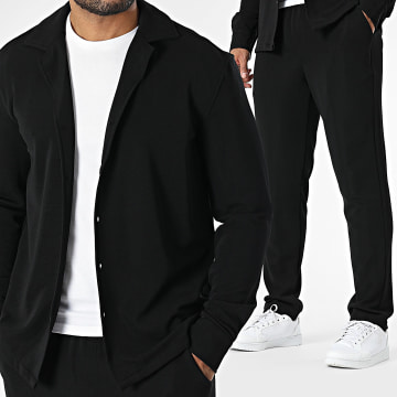 Frilivin - Conjunto de camisa negra de manga larga y pantalón de chándal