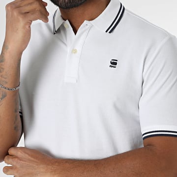 G-Star - Polo Manches Courtes Dunda Slim Stripe D17127-5864 Blanc