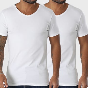 Petrol Industries - Set van 2 V-hals Slim T-shirts Vlycra Wit