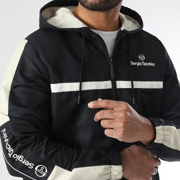 Sergio Tacchini - Veste Zippée Capuche A Bandes Prannie 40846 Noir Beige