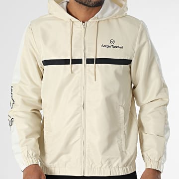 Sergio Tacchini - Veste Zippée Capuche A Bandes Prannie 40846 Beige Blanc Noir