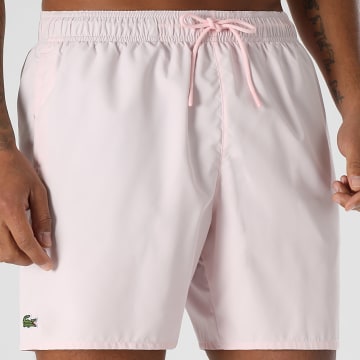 Lacoste - Short De Bain Logo Crocodile Rose