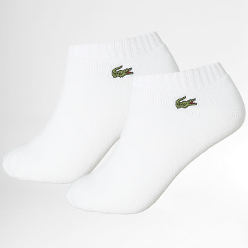 Lacoste - Lot De 2 Paires De Chaussettes Logo Brodé Crocodile Blanc
