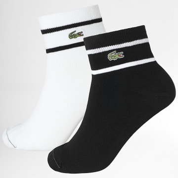 Lacoste - Lot De 2 Paires De Chaussettes Logo Brodé Crocodile Blanc Noir