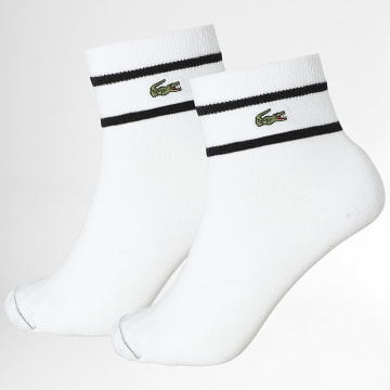 Lacoste - Lot De 2 Paires De Chaussettes Logo Brodé Crocodile Blanc