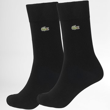 Lacoste - Lot De 2 Paires De Chaussettes Logo Brodé Crocodile Noir