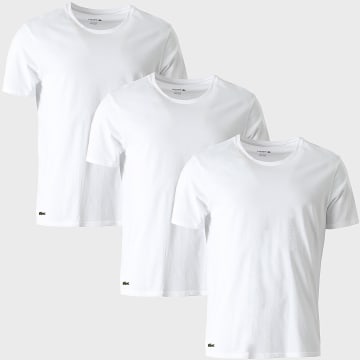 Lacoste - Lot De 3 Tee-Shirts Logo Brodé Crocodile Blanc