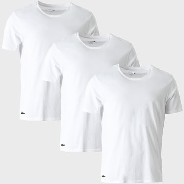Lacoste - Lot De 3 Tee-Shirts Logo Brodé Crocodile Blanc
