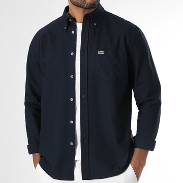 Lacoste - Chemise Manches Longues Poche Logo Brodé Crocodile Regular Fit Bleu Marine