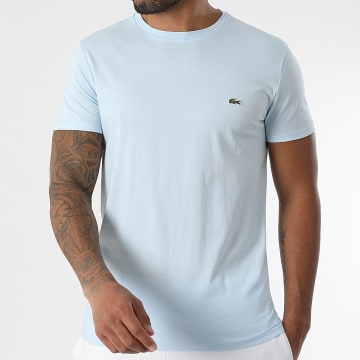 Lacoste - Tee Shirt Logo Brodé Crocodile Regular Fit Bleu Clair