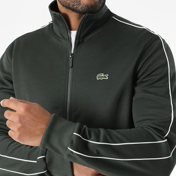 Lacoste - Veste Zippée Logo Brodé Crocodile Regular Fit Vert Foncé