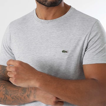 Lacoste - Tee Shirt Logo Brodé Crocodile Regular Fit Gris Chiné