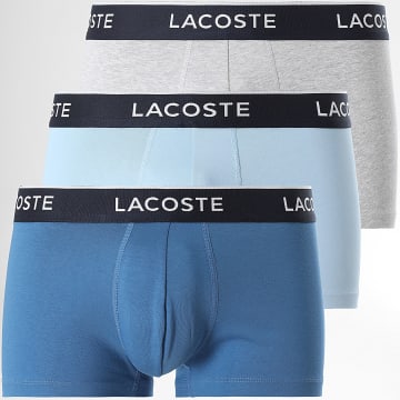 Lacoste - Lot De 3 Boxers Classic Gris Chiné Bleu Clair Bleu
