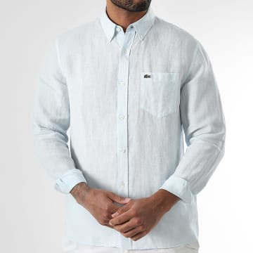 Lacoste - Chemise Manches Longues Logo Brodé Crocodile Bleu Clair