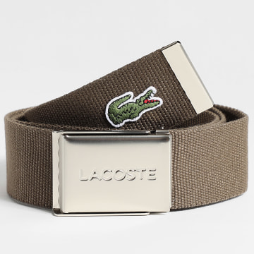 Lacoste - Ceinture Plaque Avec Logo Brodé Crocodile Marron