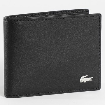 Lacoste - Portefeuille En Cuir Avec Logo Crocodile Metal Noir