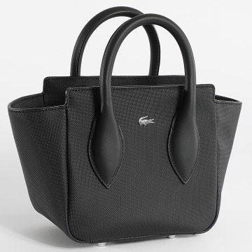 Lacoste - Sac A Main Femme Logo Crocodile Métallique Noir