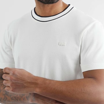 Lacoste - Tee Shirt Logo Brodé Crocodile Regular Fit Blanc